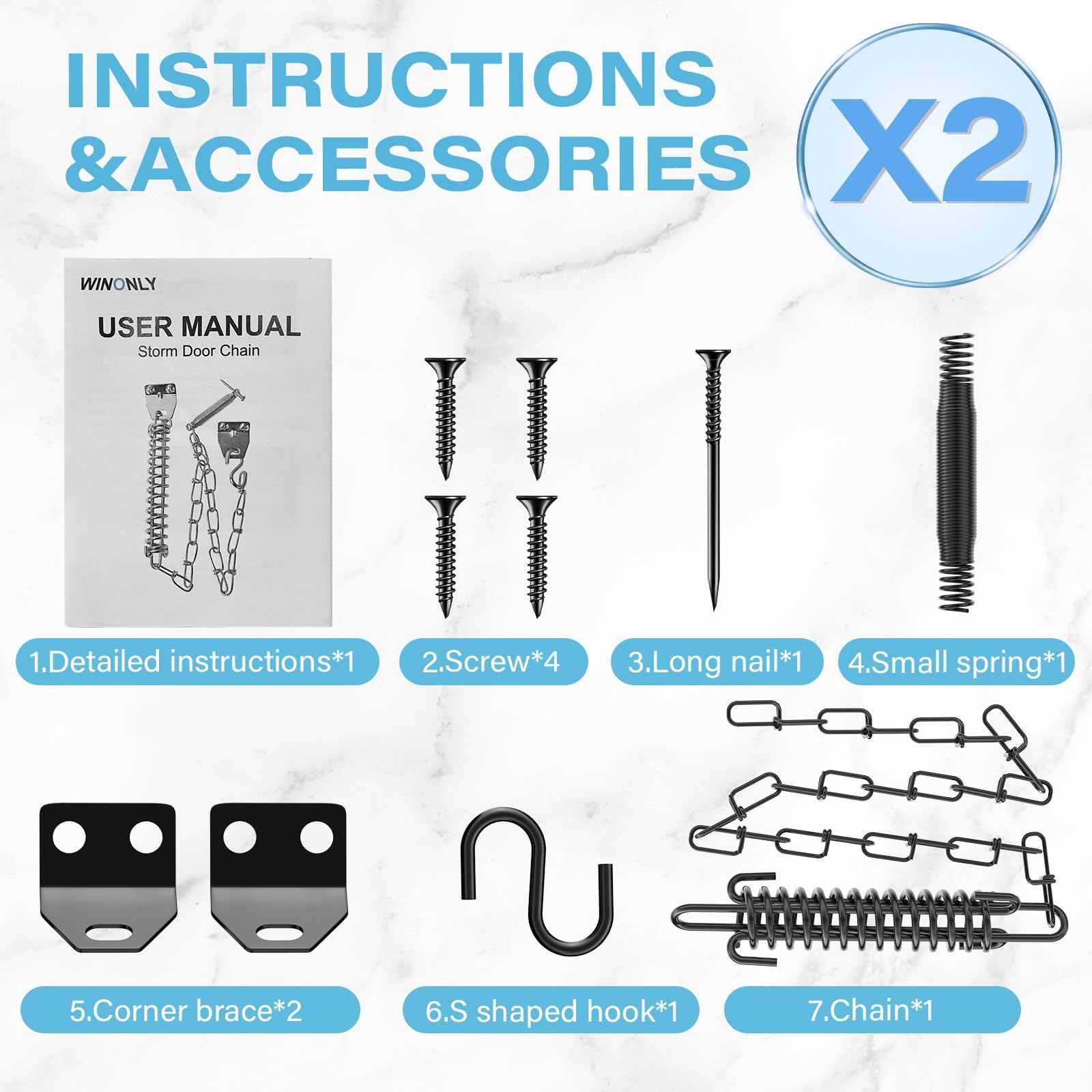 Storm Door Chain - Protect Your Door FREE SHIPPING -6 Storm Door Chain - Protect Your Door FREE SHIPPING -6