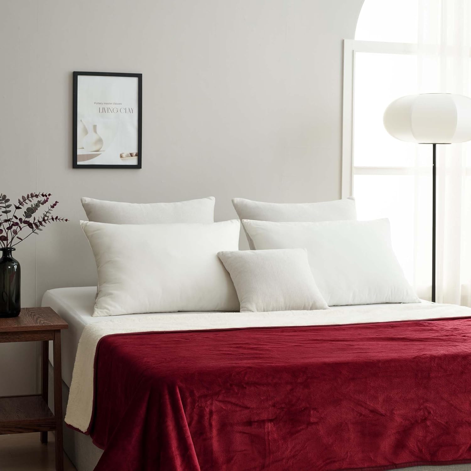 Waterproof Pet Blanket, Liquid Pee Proof, Sherpa Fleece Protector – Pet Hair Resistant Water Proof Bed Cover for Dogs Couch Sofa Car Bedding Comforter (Red, 60″x80″)