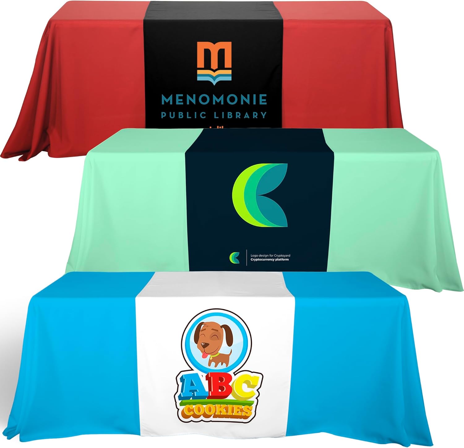 Custom Tablecloth with Logo, 72” x 24” Personalized Table Runner for 6ft Tables, Premium 300D Polyester Business Logo Display, Table Cover for Trade Shows, Vendors & Events, Washable