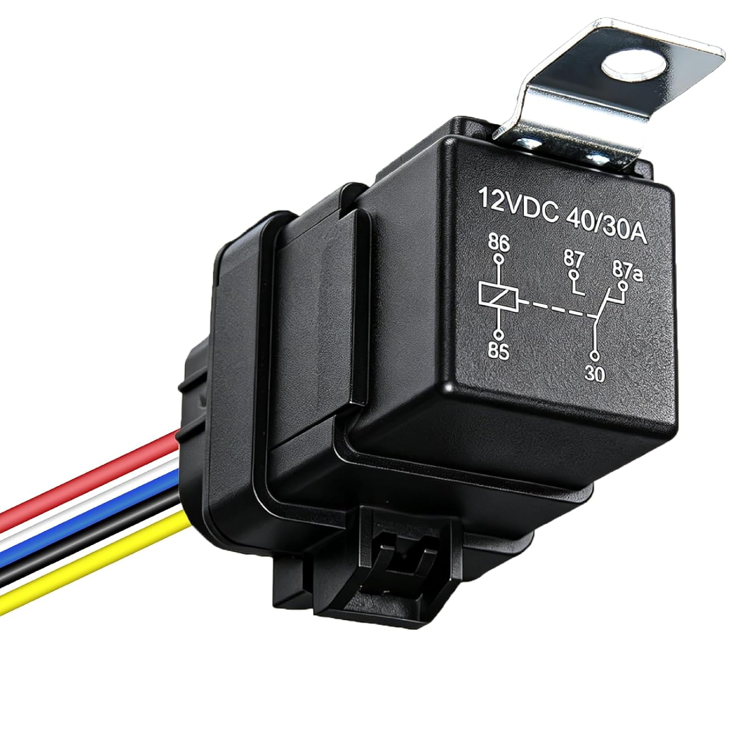 5-PIN Relay 12V, Automotive Relay Kit with 14&16 AWG Harness, SPDT 40/30 AMP Waterproof Heavy Duty Relay for Horn Starter Radiator Fan Motor (5)