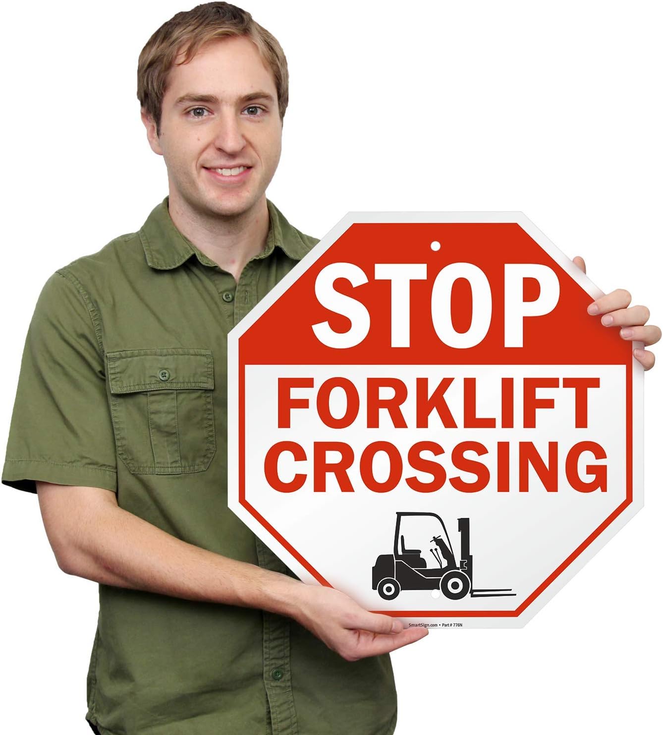 SmartSign "Stop - Forklift Crossing" Sign | 18" x 18" Aluminum
