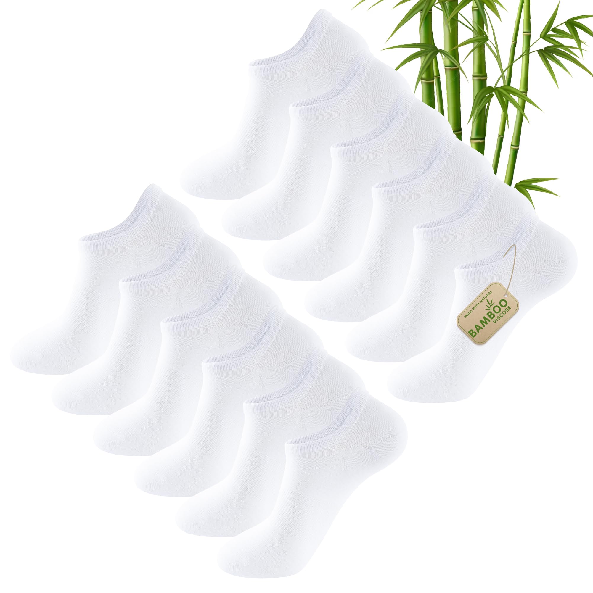 The Essentials Wardrobe 12PK Ladies Bamboo Trainer Socks - UK 4-8/EU 37-42 - White