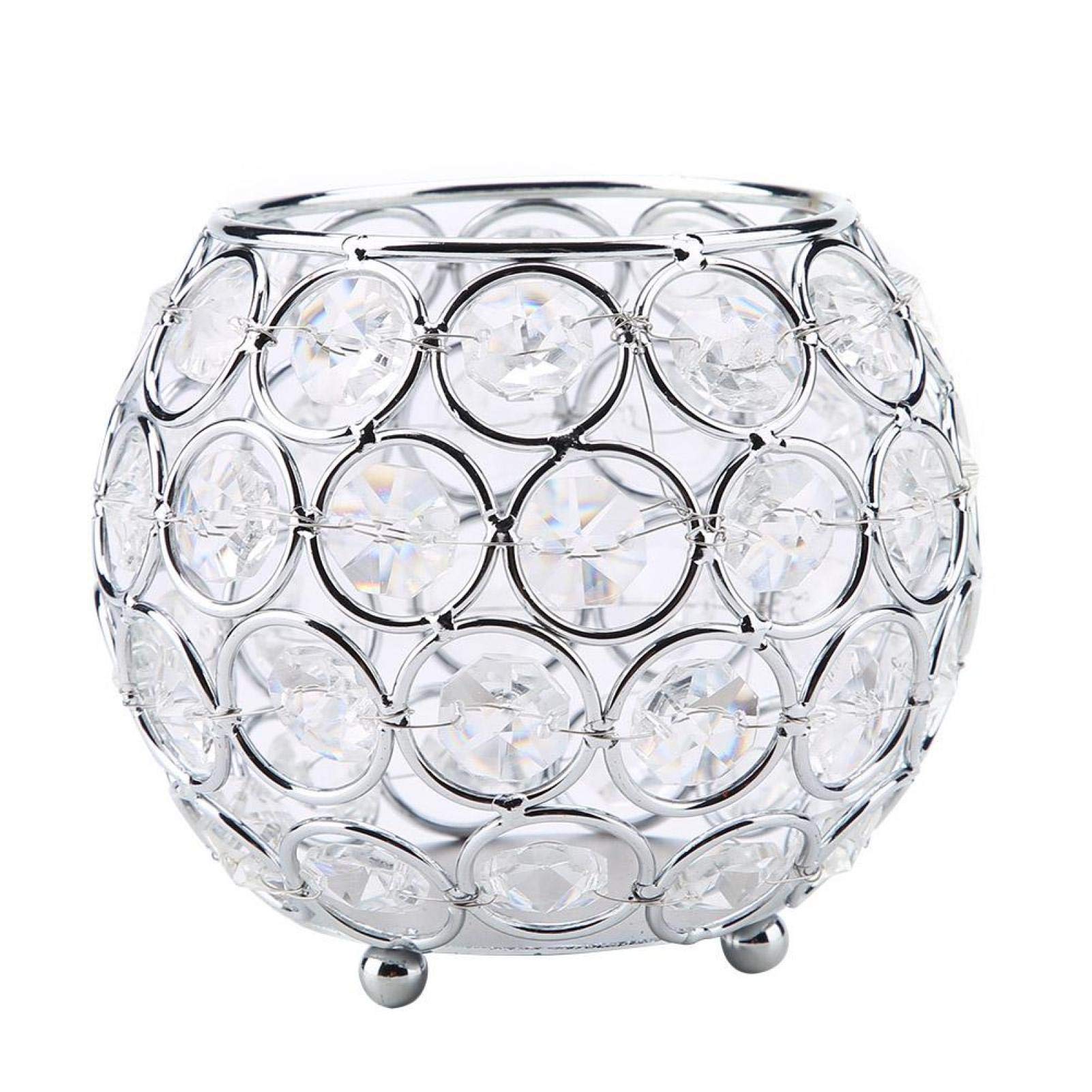 OUZVI Crystal Candle Holder, Round Bowl Candle Holder Bowl Tea Night Light Holders for Party Decorations, Valentines Dinner