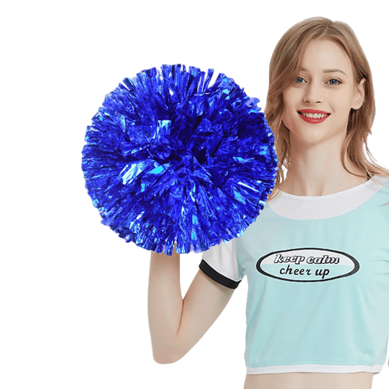 Pompones de Animadora Deportivos Azul 12 Piezas para Eventos Deportivos, Juegos de Pelota, Bailes y Fiestas