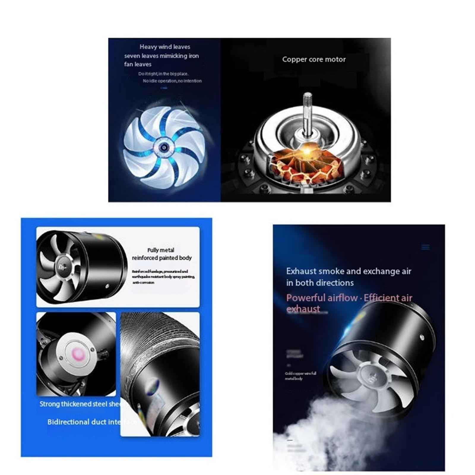 Ventola booster for pipeline, adatta for ventilatori Garage(Nero)