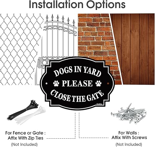 Miniatura 5 de Letrero con texto en inglés Dogs in Yard Please Close the Gate, 9.5 x 6.7 pulgadas, aluminio reflectante, resistente a la decoloración, uso en
