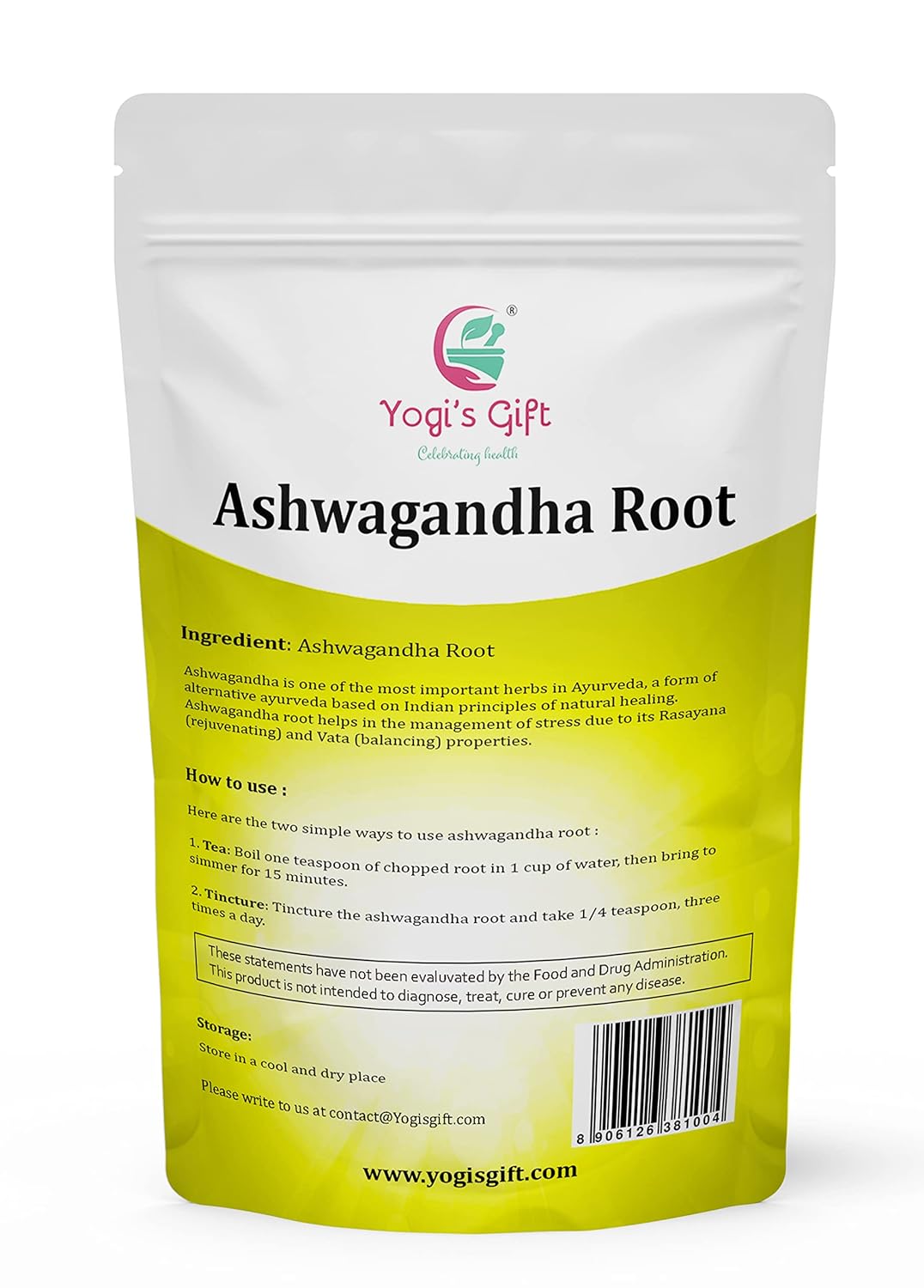 Ashwagandha Root 1lb | Dried Ashwagandha Herb | 100% Naturally Dried | Withania Somnifera | Best Particle Size For Making Tea | by Yogi's Gift®