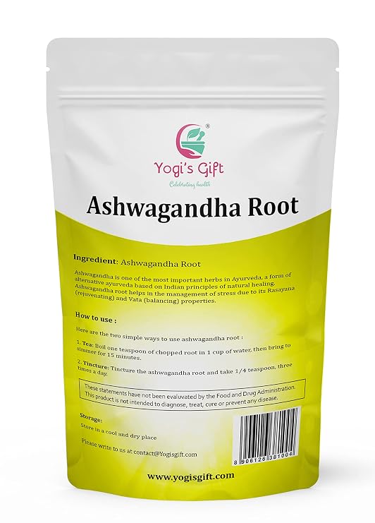 Ashwagandha Root 1lb | Dried Ashwagandha Herb | 100% Naturally Dried | Withania Somnifera | Best Particle Size For Making Tea | by Yogi's Gift