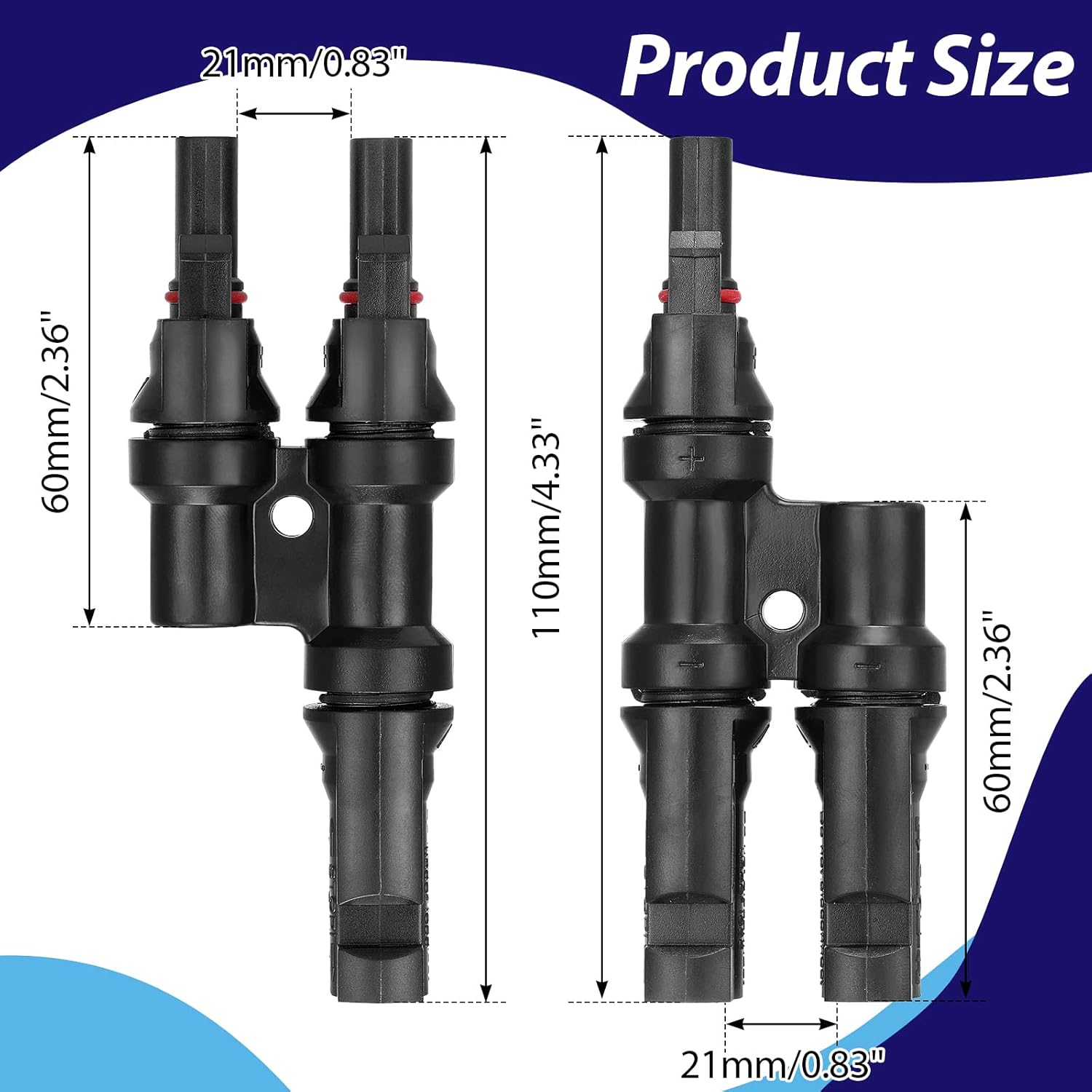 Weewooday 10 Pairs Solar Branch Connectors Y Connector for Parallel Connection Between Solar Panels FMM+MFF