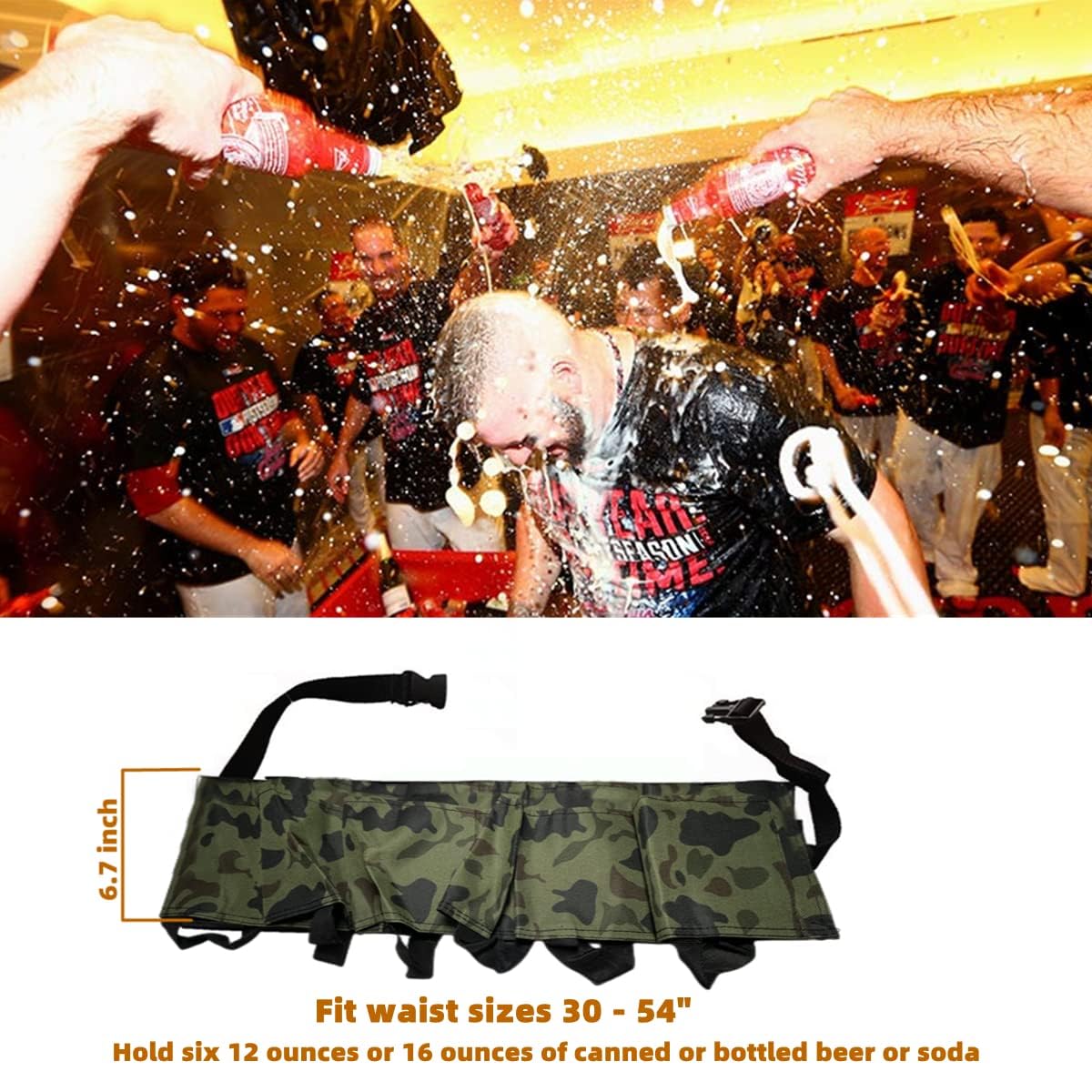 Beer Belt Beer Holster for 6 Beer Bottles Bier, kostium lub akcesoria festiwalowe, nylonowy pasek na butelkę piwa na imprezę, zabawny kostium, Tarnung, m, pasek