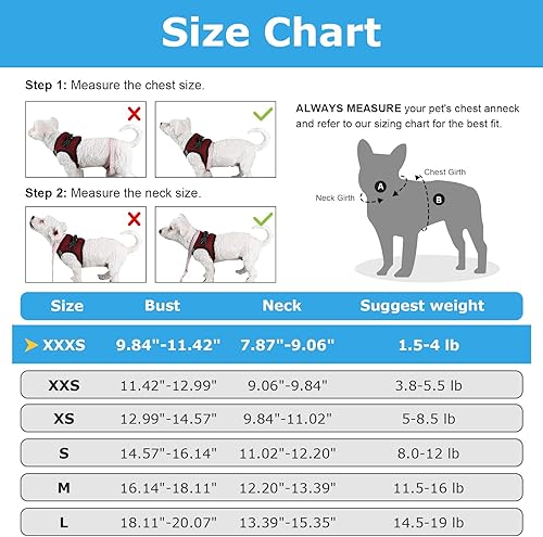 Miniatura 6 de Arnés sin tirones para perros pequeños (para perros menores de 22 libras), arnés de malla para cachorros, ligero y extra pequeño, arnés reflectante