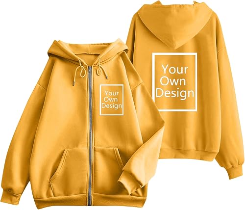 Custom Zip Up Hoodie Women Customized Sweatshirts with Photo Text Personalized C
