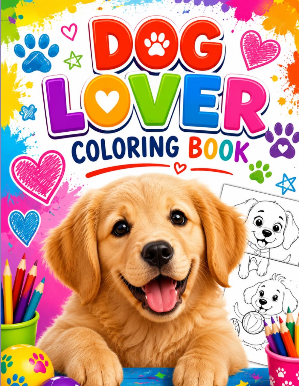 Dog Lovers' Coloring Book for Kids: Cute Puppies & Happy Dogs to Color