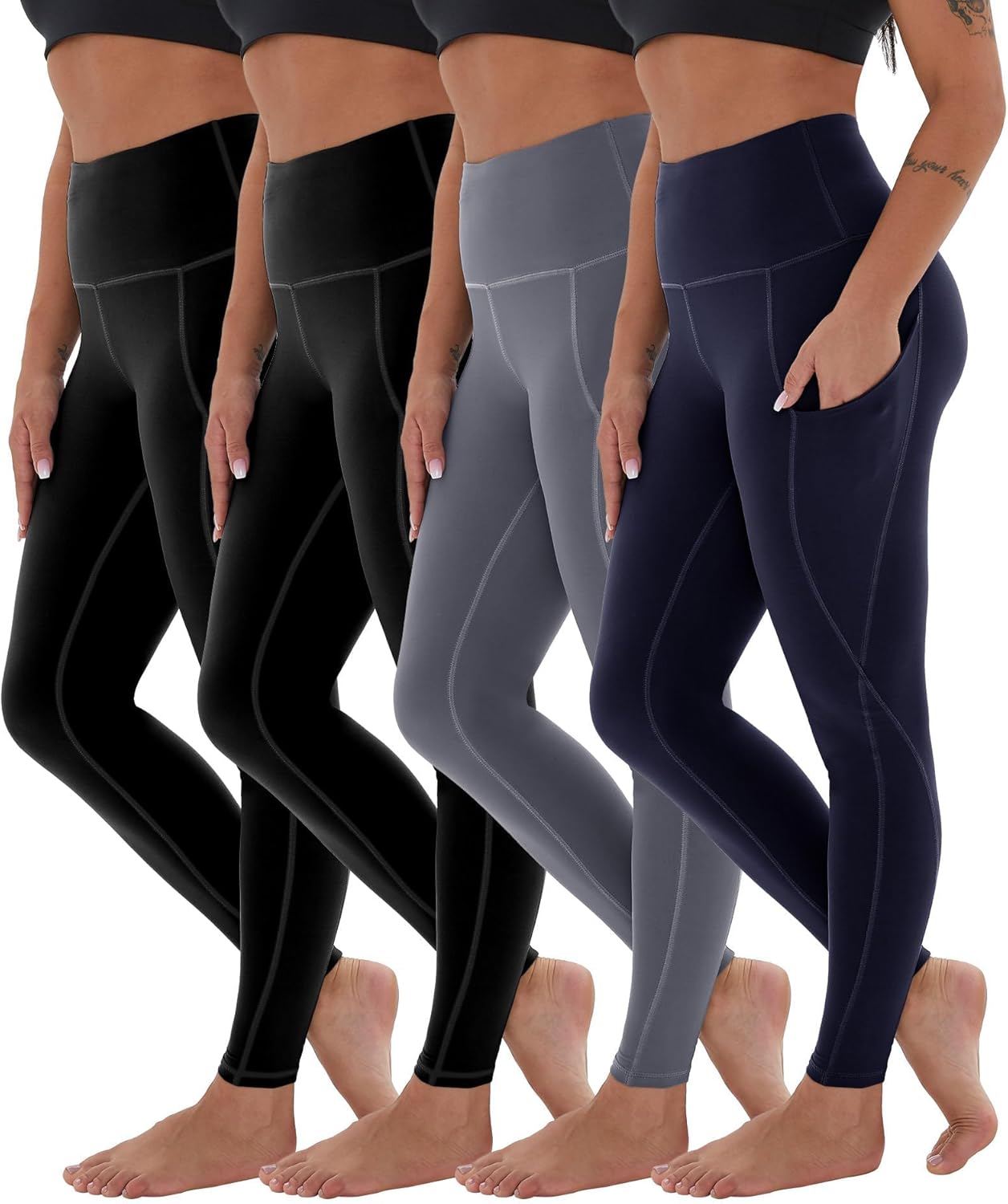 CAMPSNAIL 4 Pack Yoga Pants with Pockets for Women – High Waist Tummy Control Soft Leggings for Workout Gym CAMPSNAIL 4 Pack Yoga Pants with Pockets for Women – High Waist Tummy Control Soft Leggings for Workout Gym