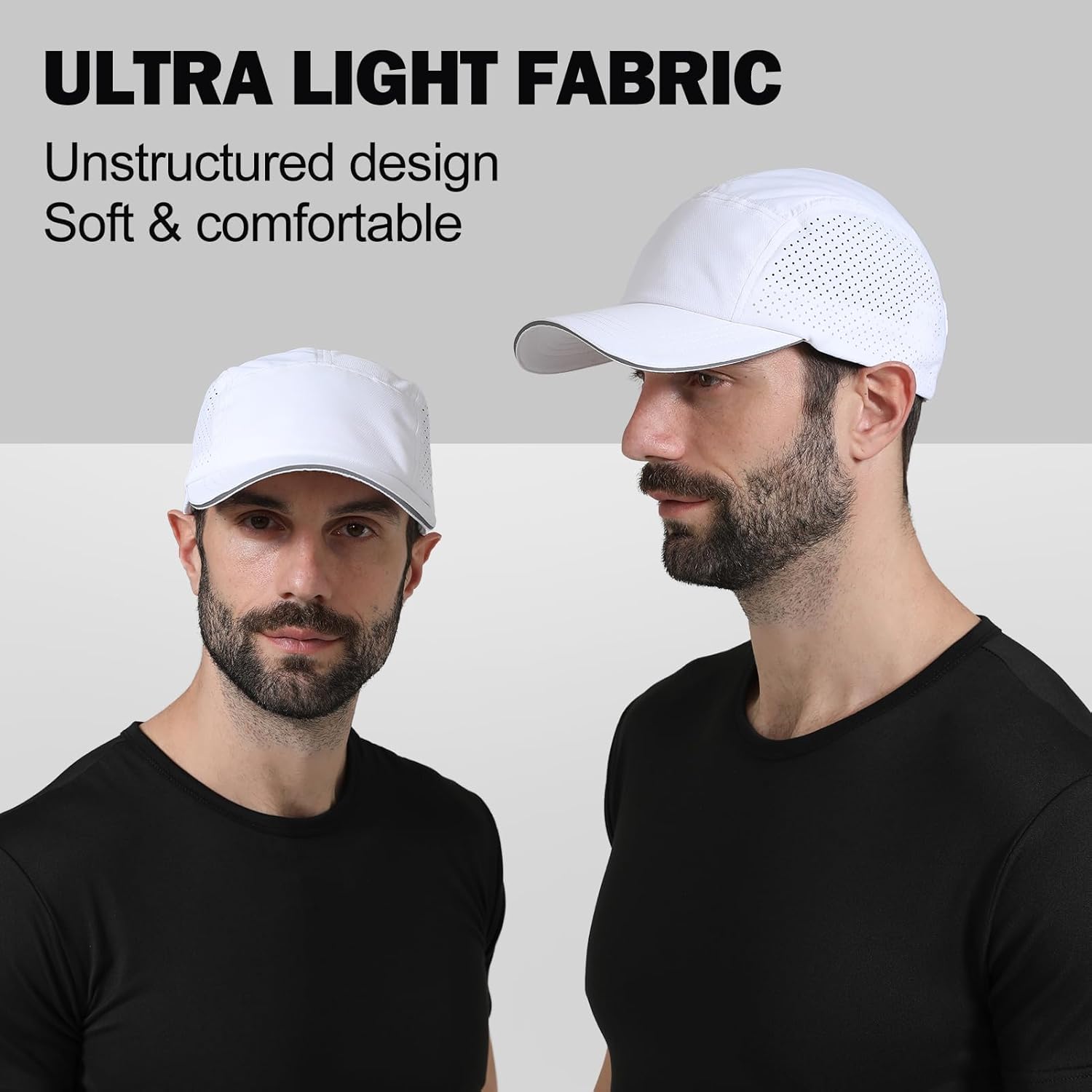 Cooling Breathable Baseball Cap Mesh Quick Dry Sports Cap Lightweight Run Hat with Reflective Trim for Men Women - Image 5