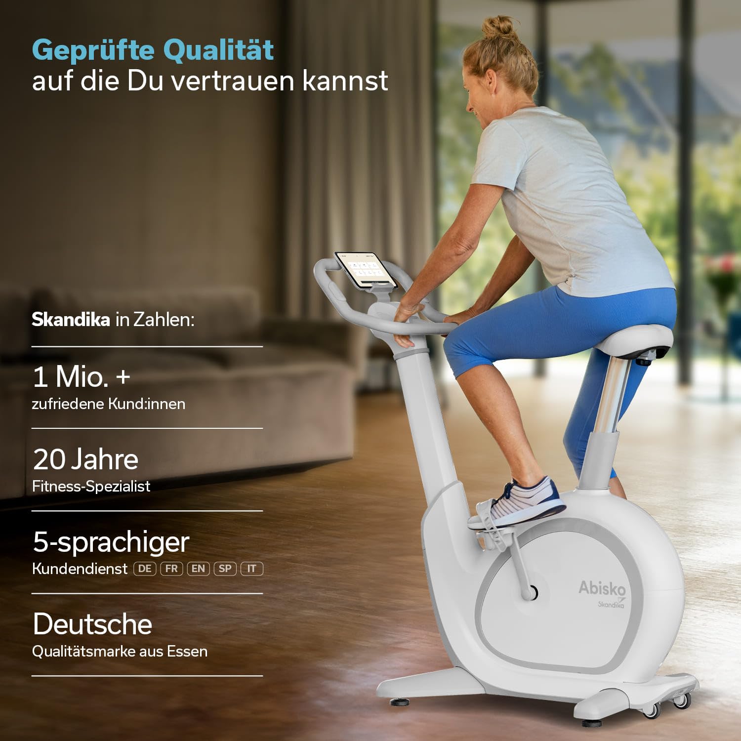 Skandika Ergometer Abisko Weltneuheit | Premium EMS-Widerstand, Smarter Heimtrainer App Steuerung, Automatische Lenker & Satteleinstellung, 36 Widerstandsstufen | Fahrrad Hometrainer für Zuhause