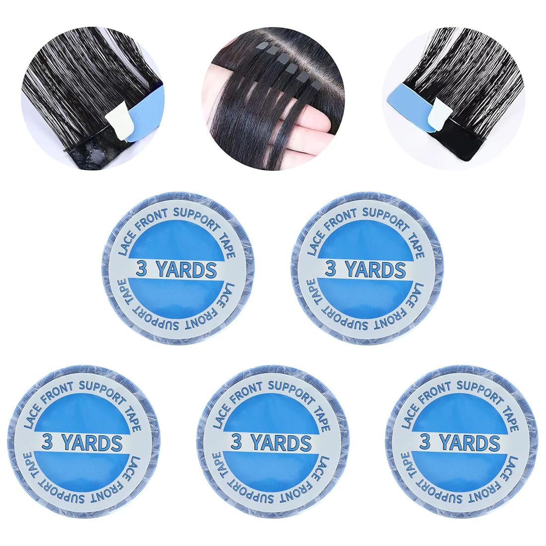 Tape Extensions Glue - 5 Rotoli di Strisce adesive per Extension realizzate in Materiale TPU, Nastro Adesivo di Lunga Durata per Extension con Nastro Adesivo per Capelli Veri