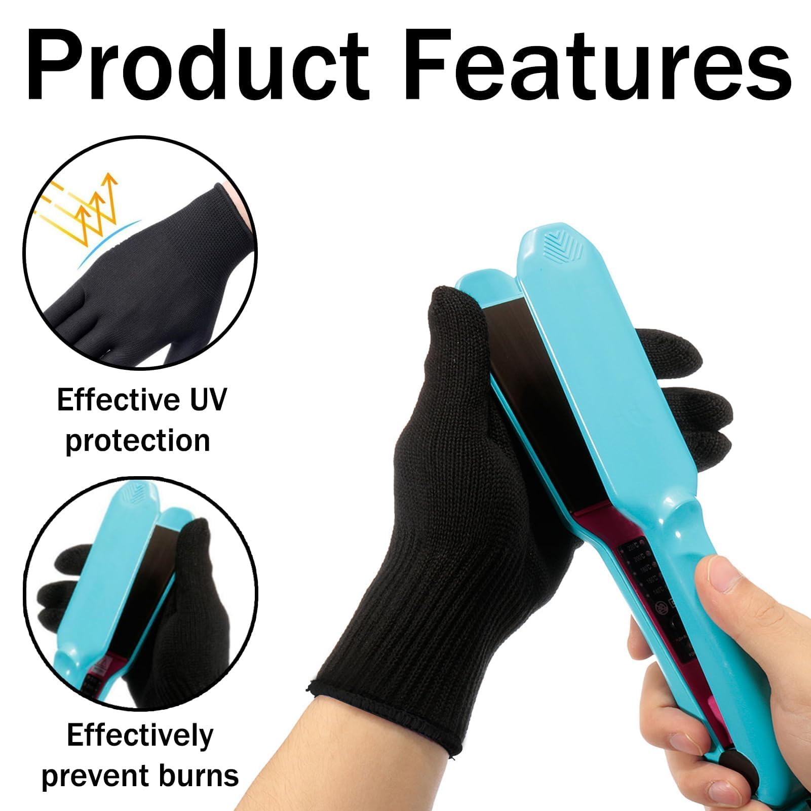 Gants Professionnels Résistants à la Chaleur - Protection Pour Coiffer les Cheveux, Boucler, Lisser Avec Fer à Friser