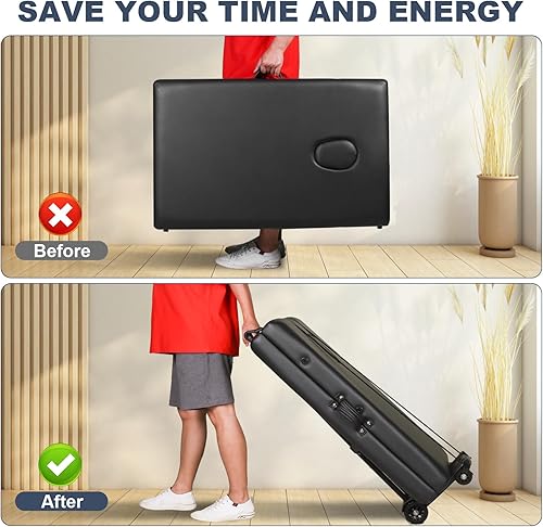 Miniatura 5 de Carro de mesa de masaje, mesa de masaje portátil, carrito de viaje con ruedas, mesa de masaje portátil, asa telescópica, se adapta a la mayoría de