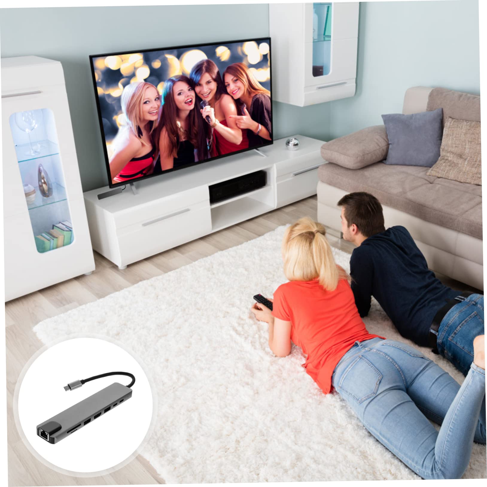 Hub USB Tipo C Adattatore Tipo C Jack Otto in Lega di Alluminio Porta Pd 87w e Uscita 4k 30hz, Docking Station per Computer e Smartphone