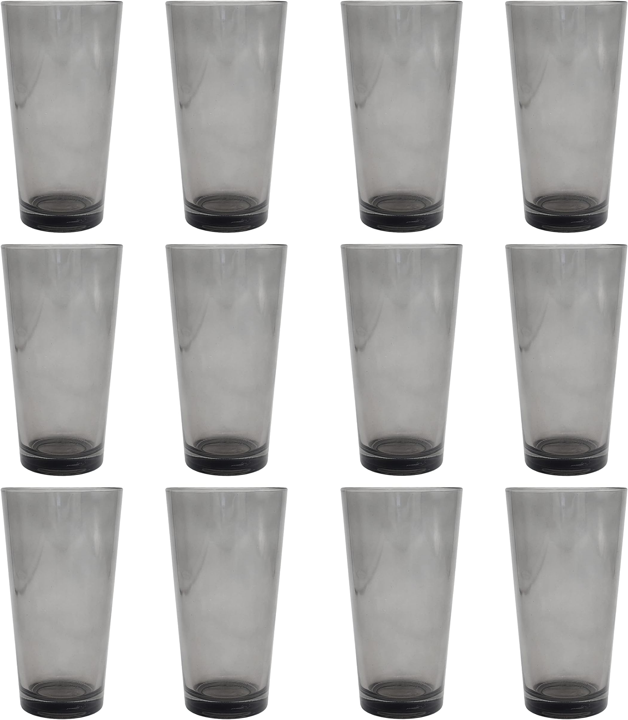 Set of 12 Fuchsia Tumblers - 14 OZ - Beautifully Bright Water Glasses - Tinted - Height 5.75" - Top DIA 3.125" - Bottom DIA 2.25"