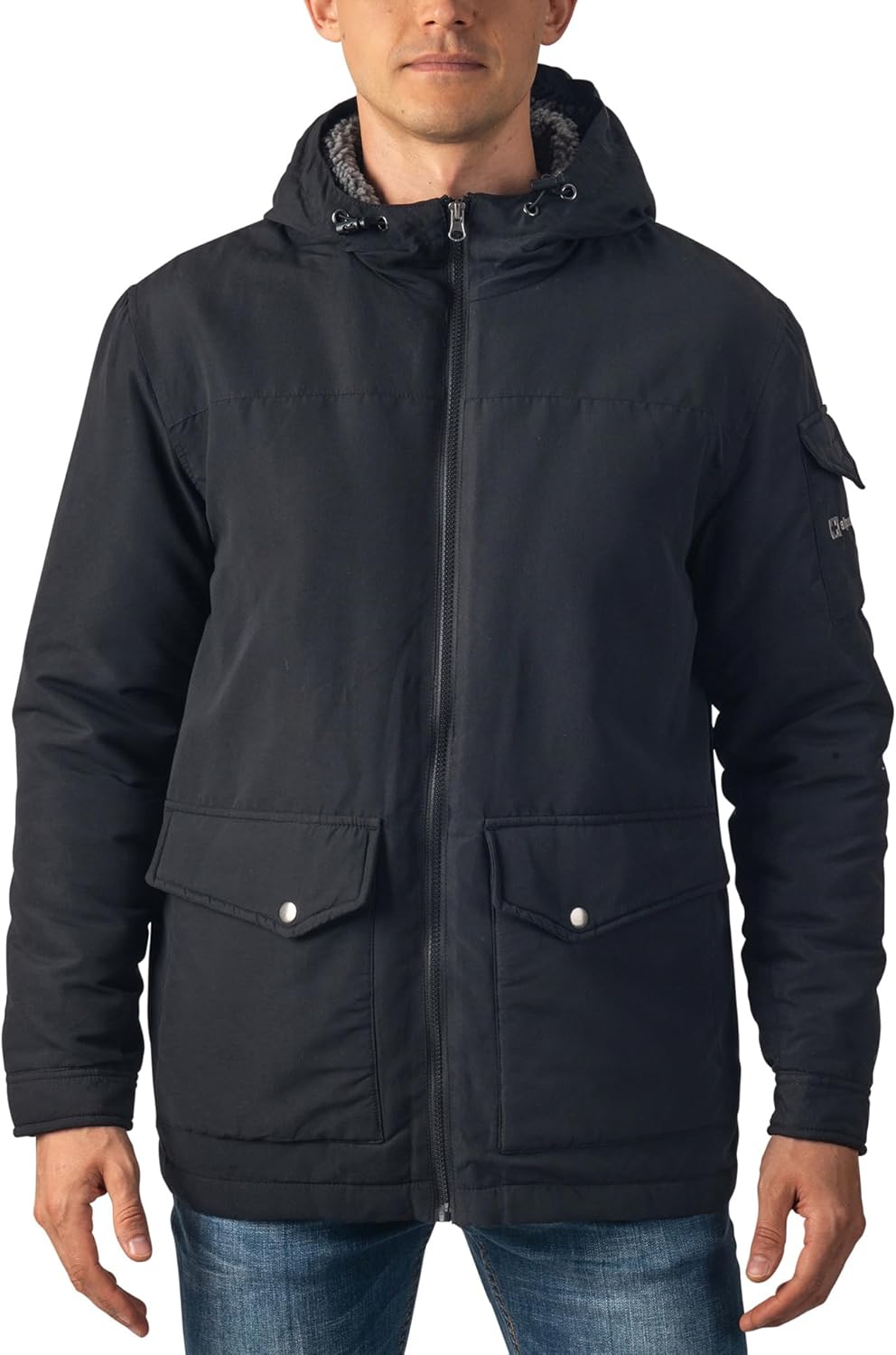 Alpine Swiss Shane Mens Sherpa Lined Parka Hooded Winter Coat Cargo Utility Jacket