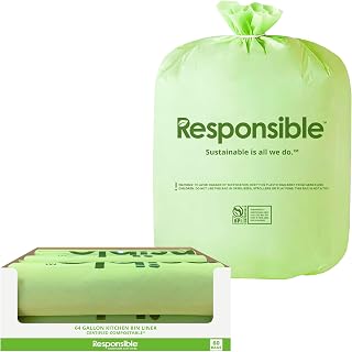 Compostable Tall Kitchen Trash Bags 64 Gallon - Heavy Duty Multipurpose Bin Liners for Food Scraps, Yard Waste & Compost (120 Count)