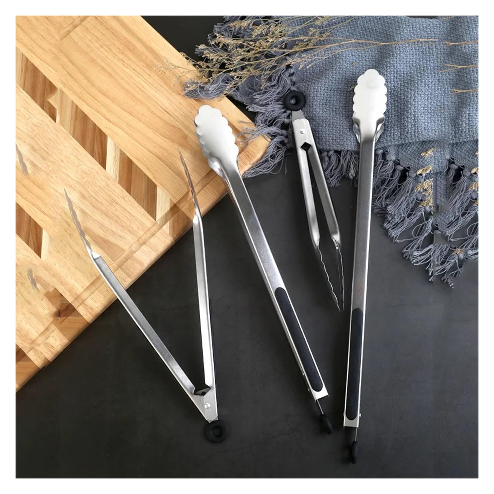 Szczypce do grillowania, Szczypce do grilla ze stali nierdzewnej, antypoślizgowe, 9–16 cali, klips serwowania(16-inch)