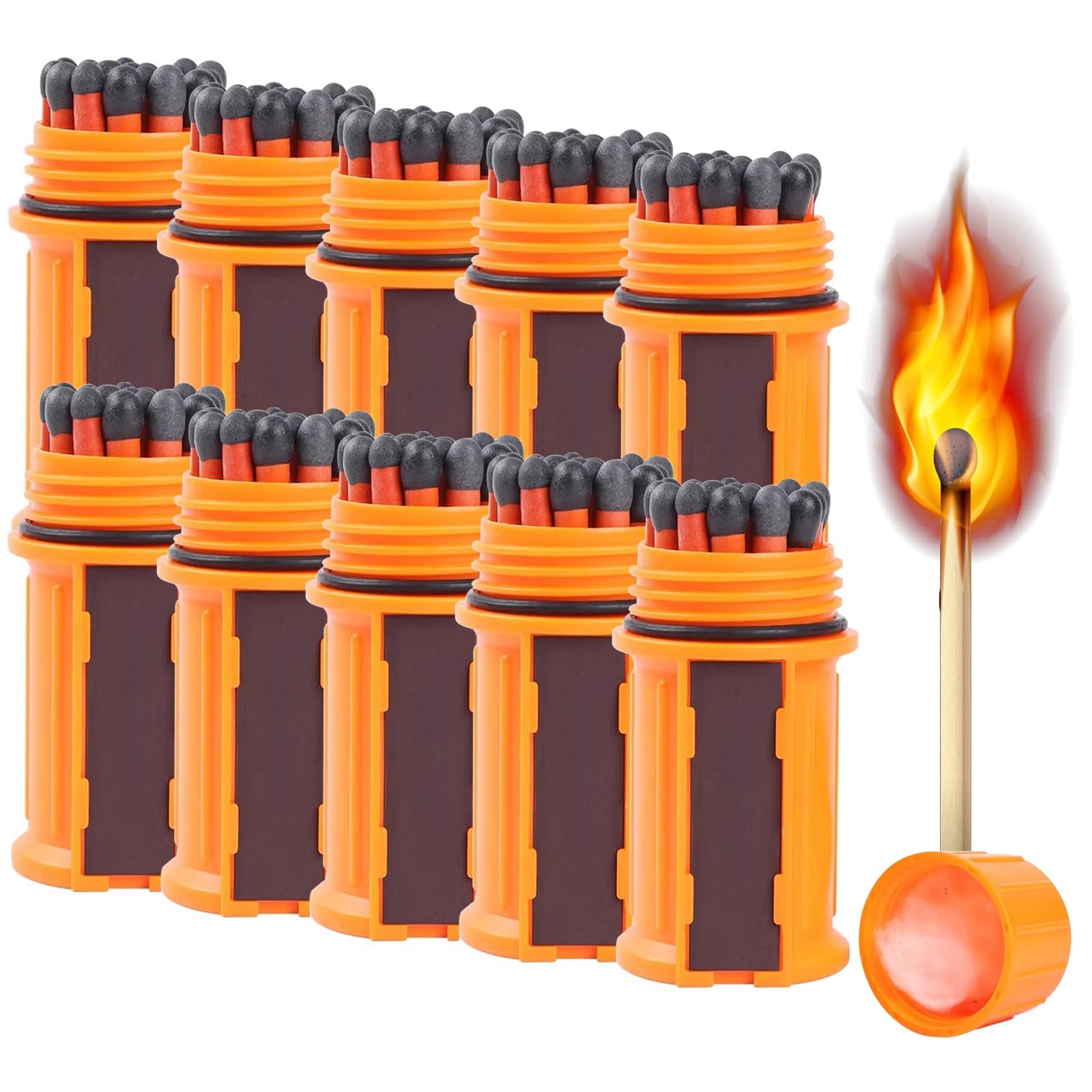 Stormproof Matches Streichhölzer Wasserfest, Sturmstreichhölzer Überallzünder Outdoor Storm Proof Zündhölzer Nicht Ausgehen, 2026 Wasserfeste Match Kit für Wandern Camping(10 Box = 200 Sticks)