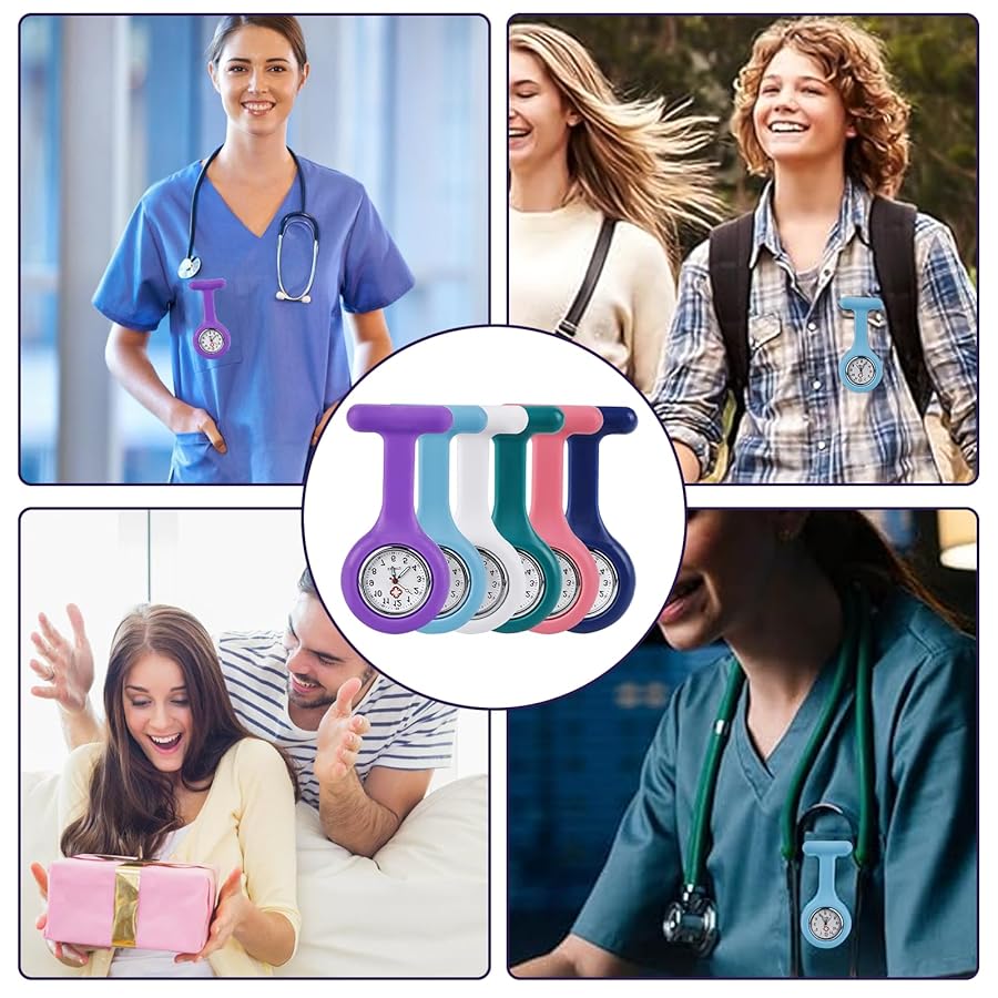 Set 6 Orologi Da Infermiere Con Clip - Silicone, Analogico/Digitale, Facili Da Disinfettare - Foto 5