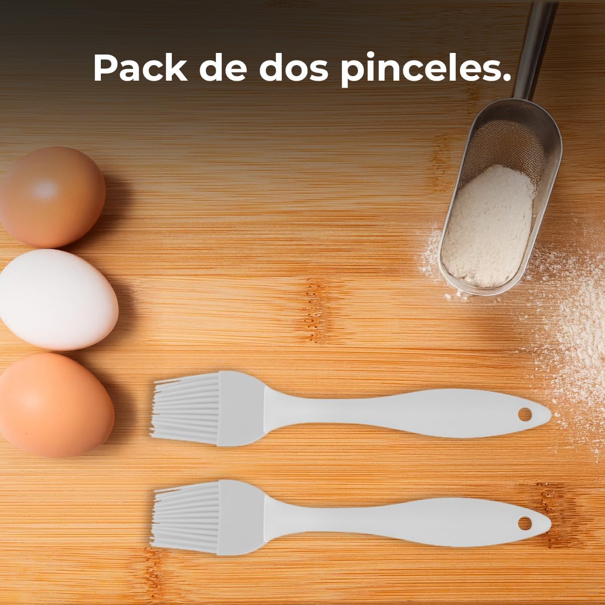 Two white silicone basting brushes