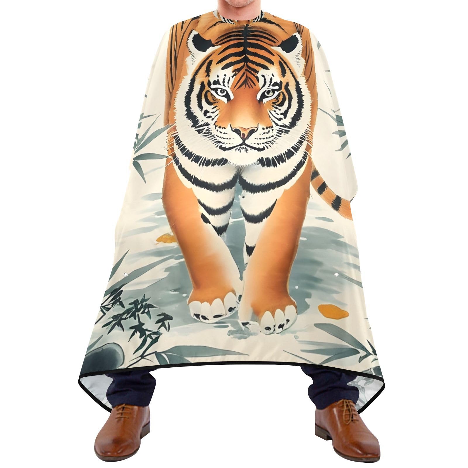Hezely Jungle and Tiger Hair Dye Cape, Barber Cape for Adults,Waterproof Salon Cape,Waterproof Hairdressing Styling Hair Cutting, 65