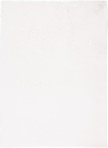 Miniatura 3 de SAFAVIEH Alfombra lavable, colección de pelo sintético de conejo, 8 x 10 pies, color blanco hueso, antideslizante y fácil de limpiar, ideal para