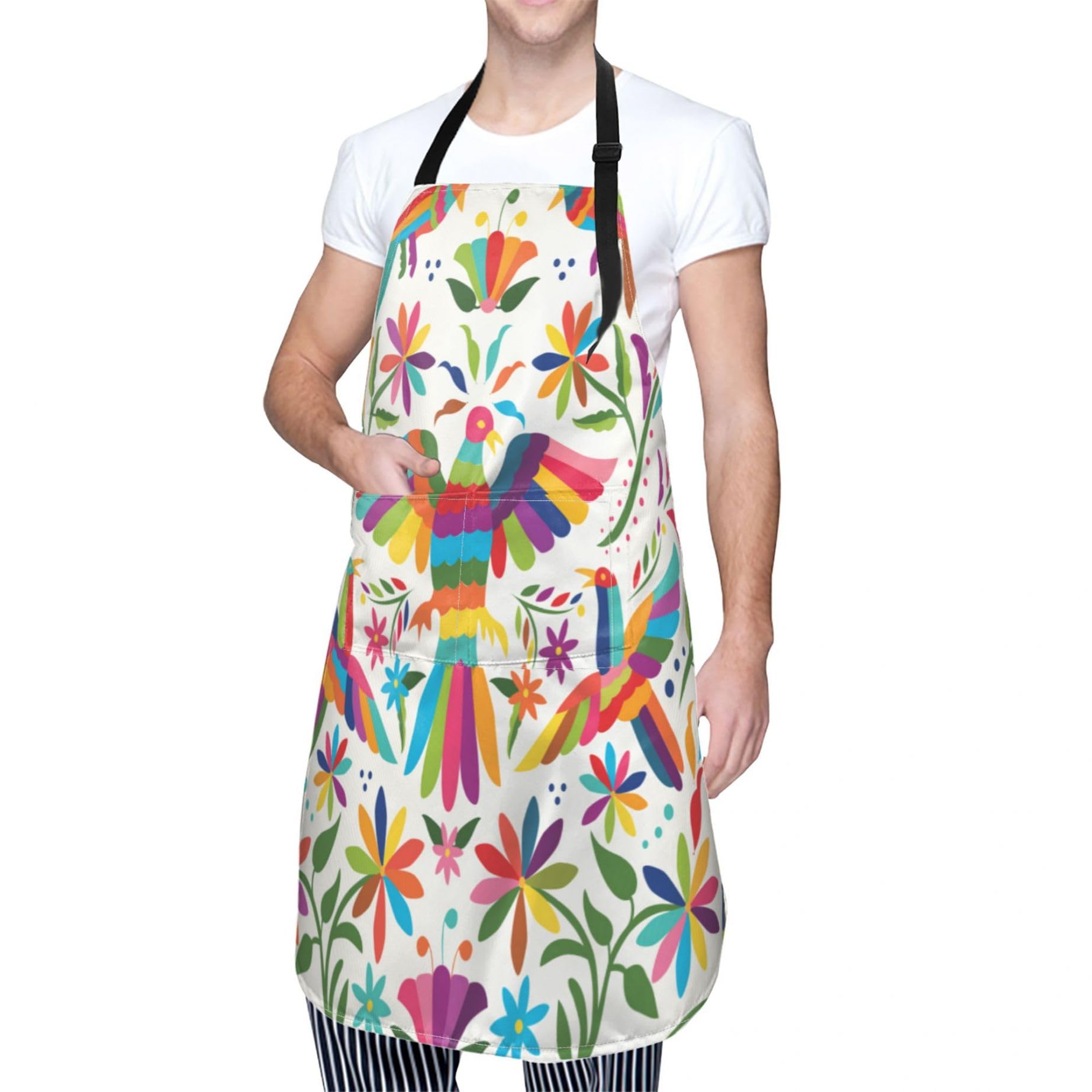 Majiang Tiles Cooking Apron With Pockets Oxford Cloth Kitchen Apron Unisex Home Waitress Chef Waterproof 28x33 Inch