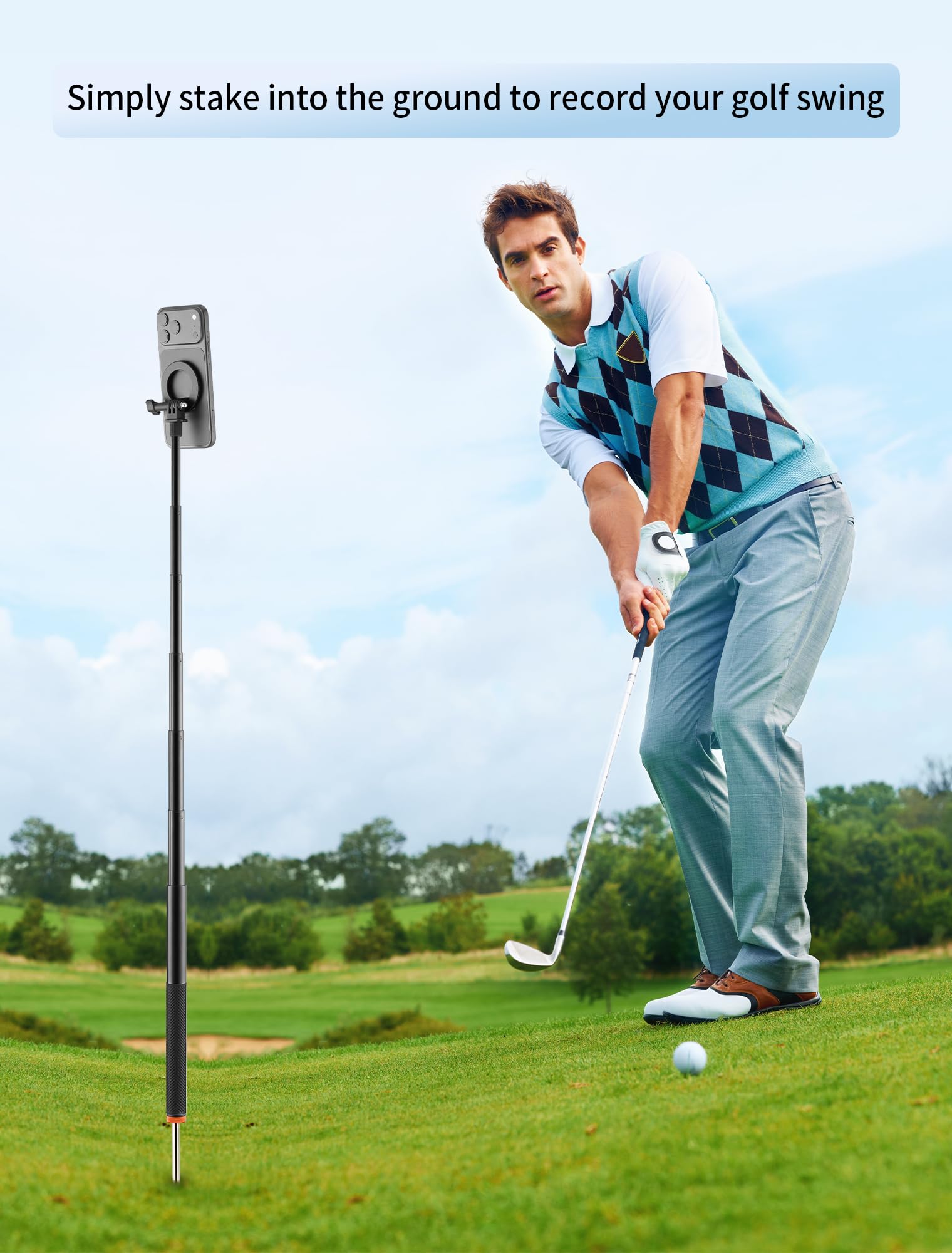 SITTO Ground Golf Monopod - Soporte para teléfono con estaca