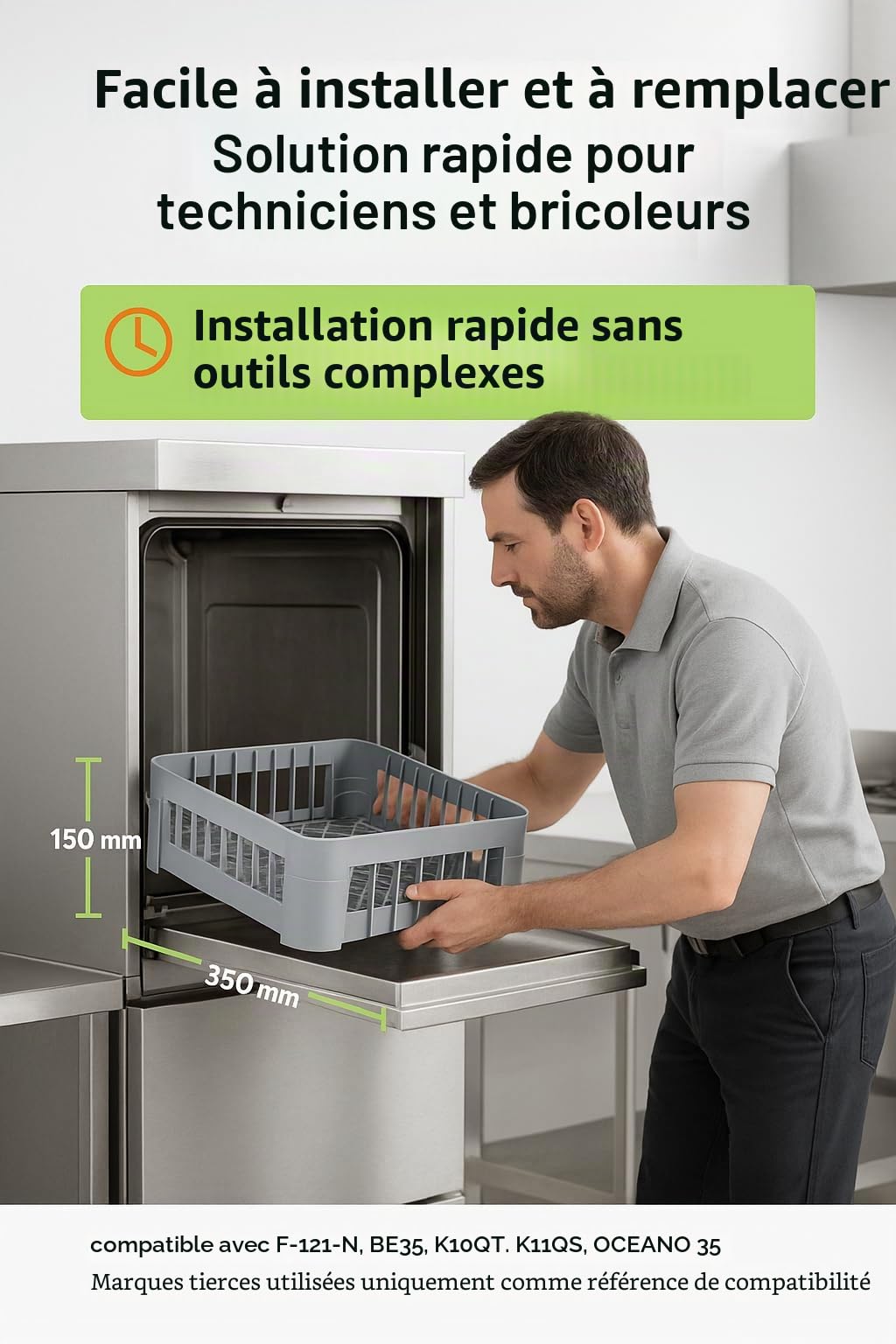 CLV35 6345334 Casier de lavage pour verres 350 x 350 mm
