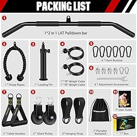 RENRANRING Weight Cable Pulley System Gym, Upgraded Cable Pulley Attachments for Gym LAT Pull Down, Biceps Curl, Tricep, Arm Workouts - Weight Pulley System Home Gym Add On Equipment