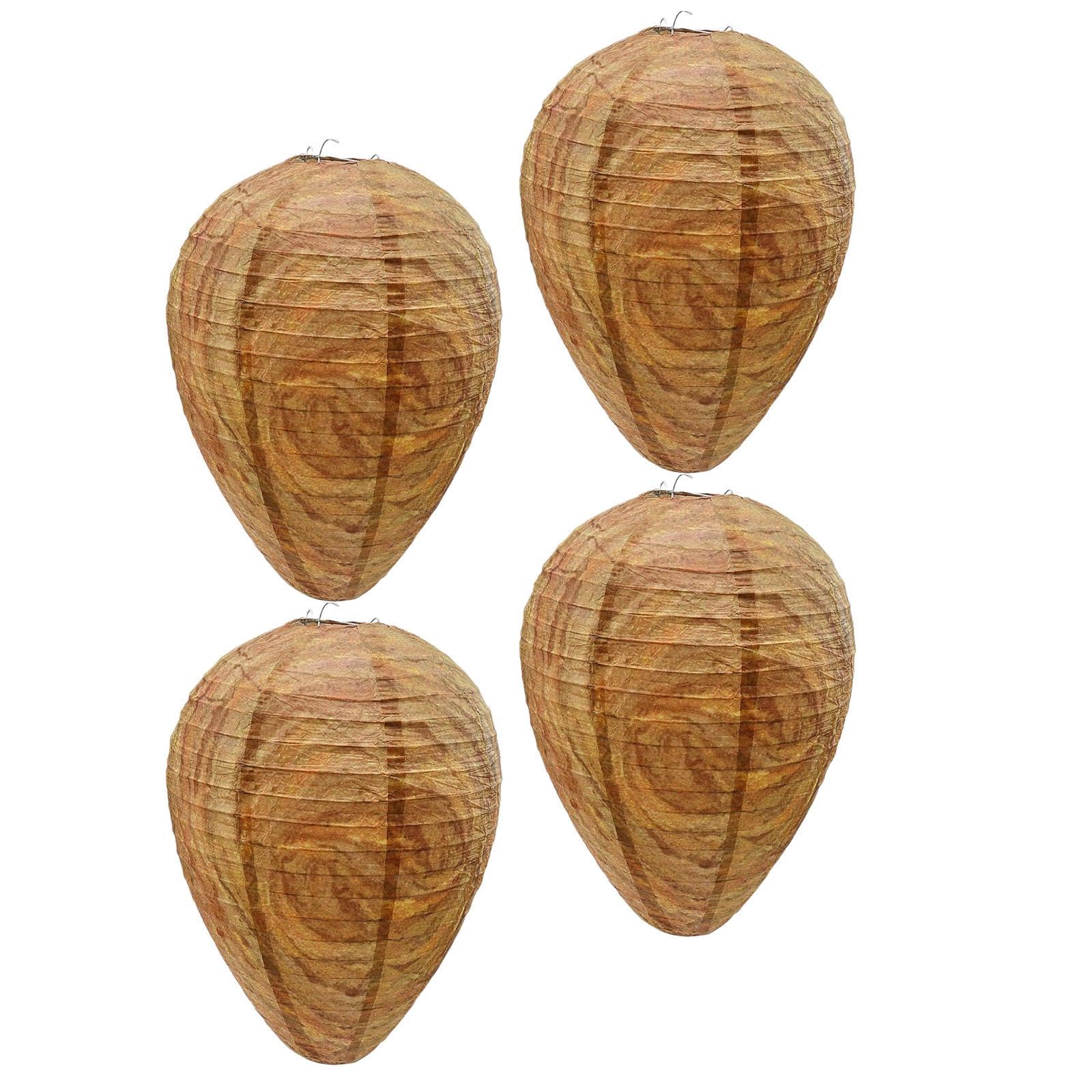 SECRET DESIRE™ 4Pcs Paper Bee Nest Decoy Hanging Mini Size for Outdoor Yellow Jackets Home Yellow