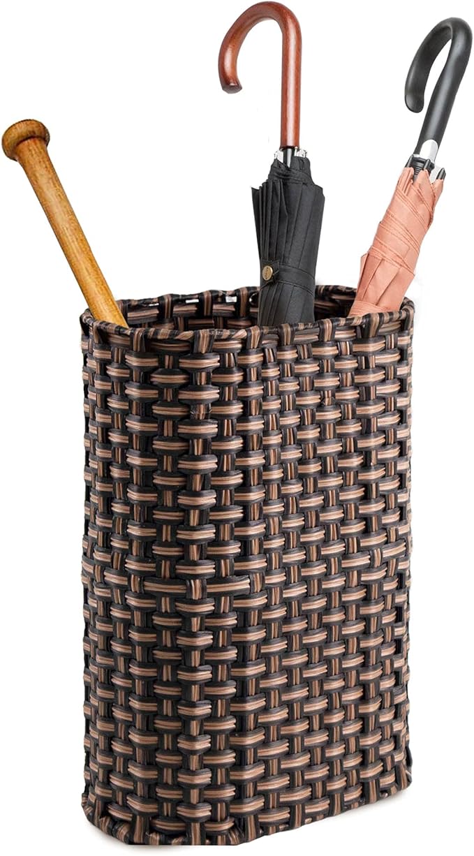 MadeTerra Wicker Narrow Umbrella Stand Freestandling Tall Basket for