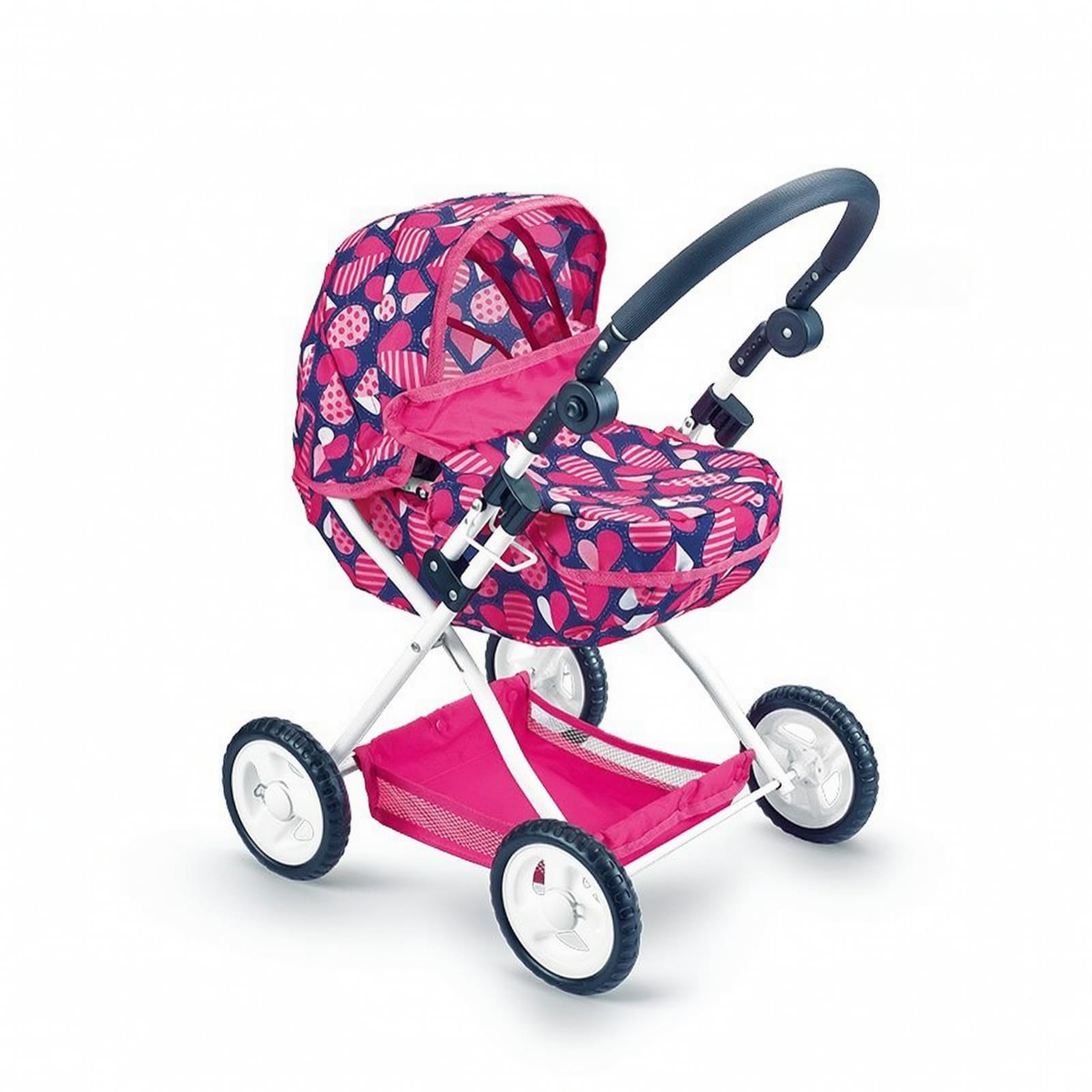 Sharplace Cochecito de Muñecas Carrito de Muñeca Silla de Juguete Cuna Paseadora para Muñecas con Estructura de Hierro y Ruedas, Cochecito De Muñeca FL9138 Bolsa De PE con Cabecera De Tarjeta