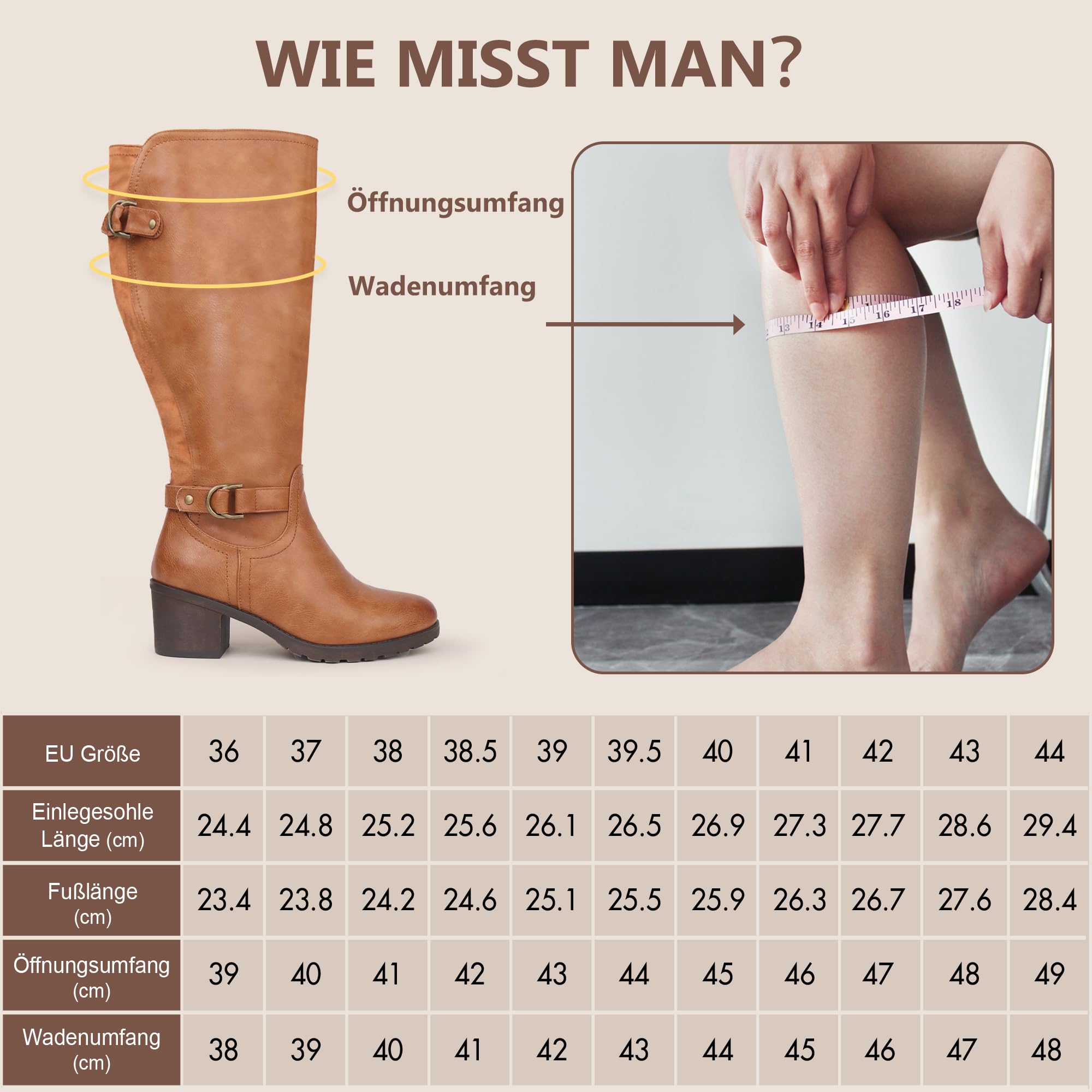 Bottes d'équitation pour femme, mollet large, montantes jusqu'au genou, avec talon bloc et double boucle décorative
