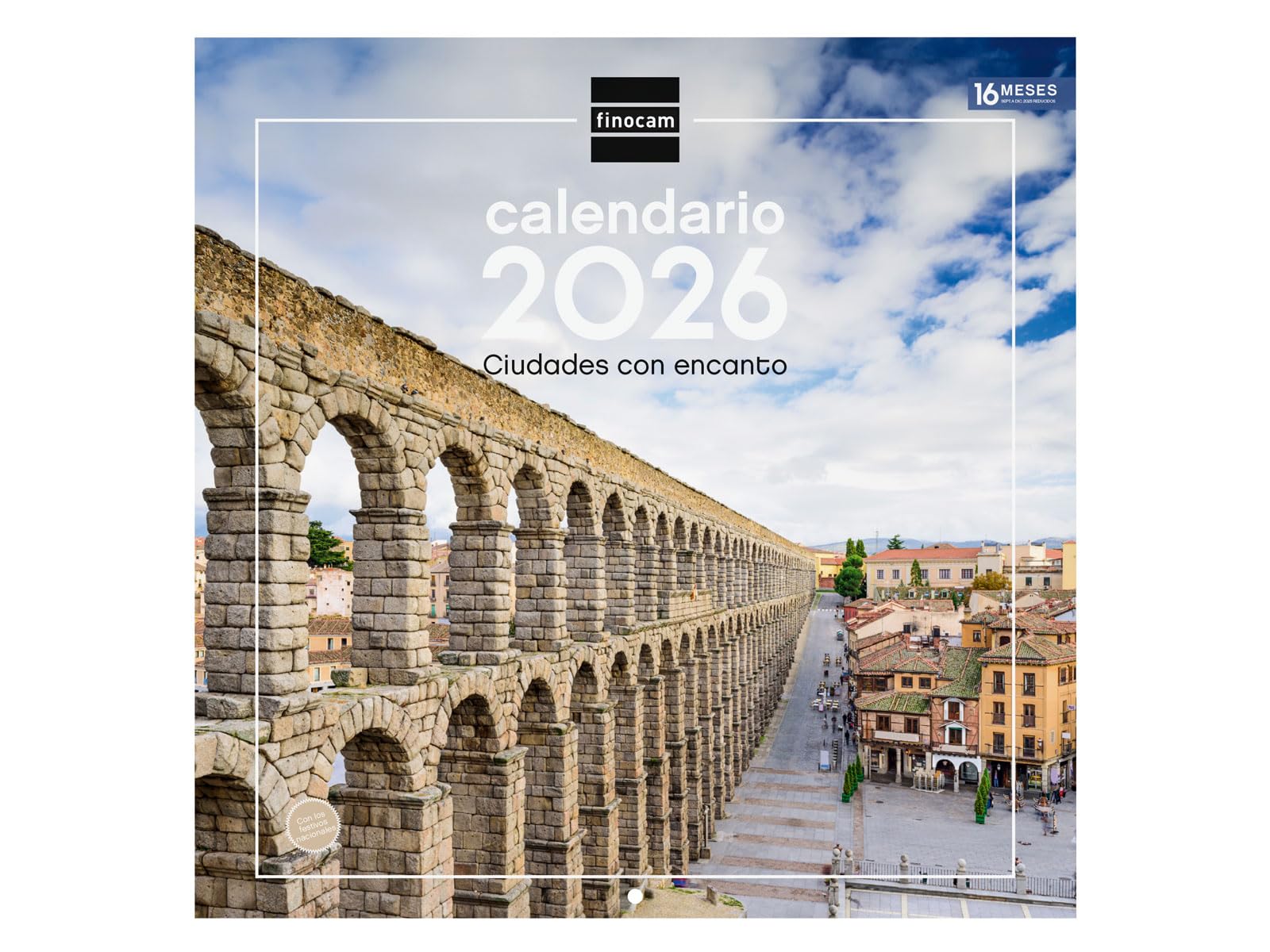 Finocam - Wall Calendar 2026 30x30 cm Month View January - December 2026 + Sep.- Dec. 2025 (4 months) reduced | Calendar 2026 | Images Cities - English
