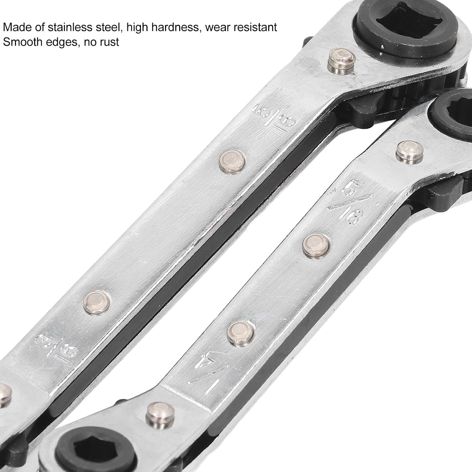 2pcs HVAC Service Wrench, Air Conditioner Valve Ratchet Wrench with 2Pcs HVAC Hexagon Bit Adapter, Service Tools for Air Conditioning, Refrigeration Equipment(3/8 to 1/4in, 5/16 to 1/4in)