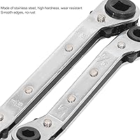 Vista 5 de AMAKO Llave de servicio HVAC, herramienta de acero inoxidable con trinquete para refrigeración, alta dureza con extremos de 3/8 a 1/4 pulgadas