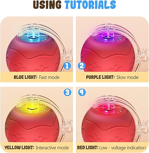 Miniatura 6 de Pelotas interactivas de juguete para gatos, pelota de juguete mejorada para gatos adultos aburridos de interior, pelota interactiva para gatos (rojo)