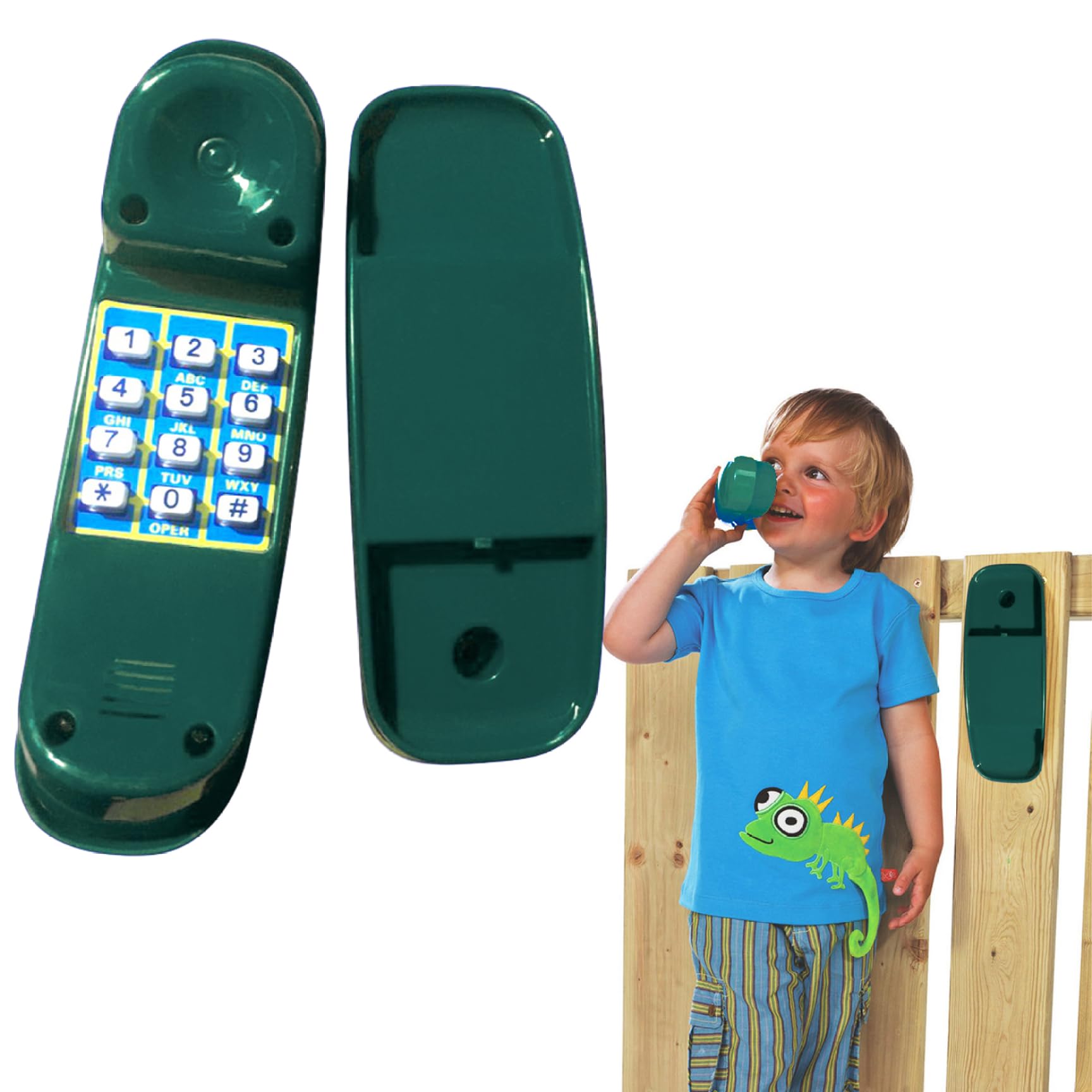 Kids Phone, 8.5 Inch Simulation Toy Phone with Base & Digital Buttons, Safe Smooth & Educational Playhouse Accessories for Interactive Learning Ages 3+, Green