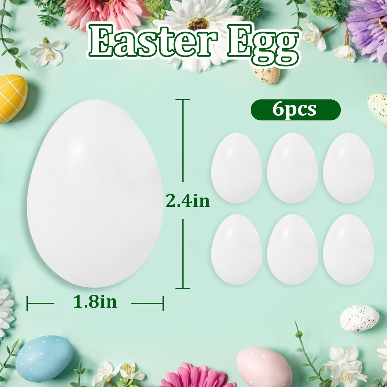 Wooden Easter Eggs to Paint,Fake Wooden Eggs 6PCS,Easter Gift (White)