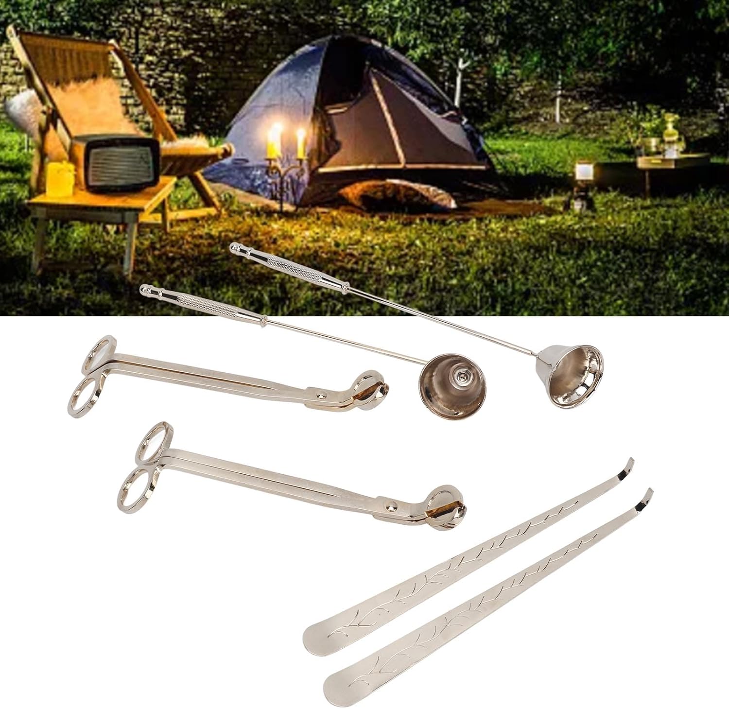 Gavigain 6PCS Candle Accessory Set Wick Trimmer Wick Dipper Candle Snuffer Stainless Steel Easy Grip Use Durable Candle Care Kit
