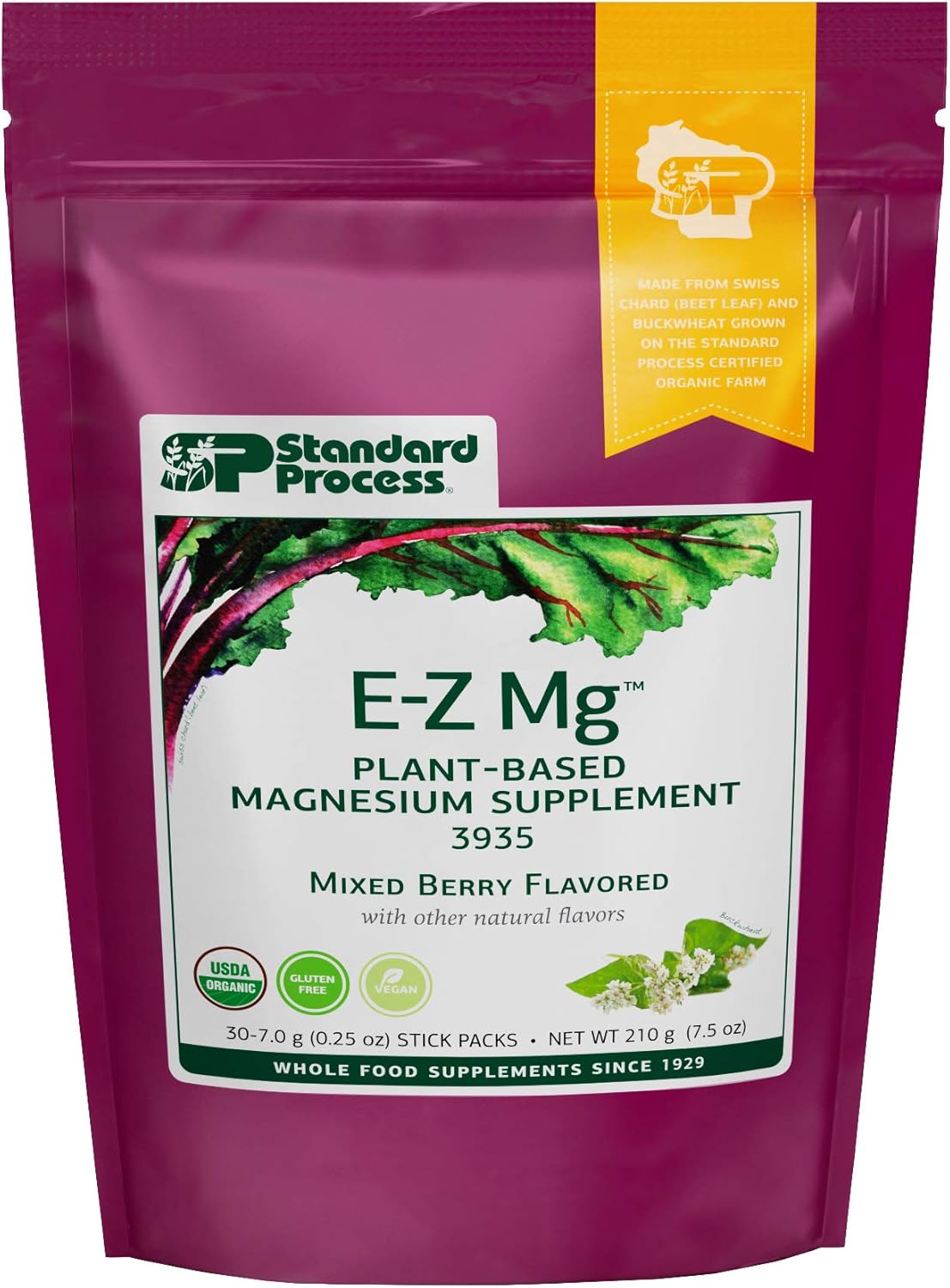 Amazon Com Standard Process E Z Mg With Phosphorus Vitamin K1 Monk Fruit Extract Swiss Chard Buckwheat Potassium Calcium And Magnesium 30 Stick Packs Health Household