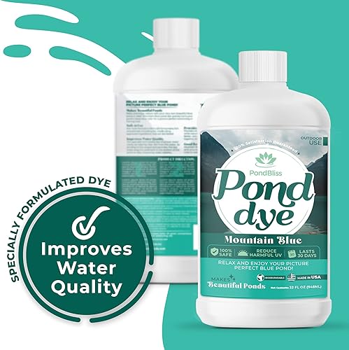 Miniatura 5 de Tinte azul montaña para estanques grandes de hasta 1 acre, seguro para peces y animales, 1 galón (128 onzas)